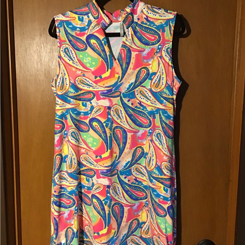 Lulu B Sleeveless Bright Paisley Print Shift Dress - Multicolor L